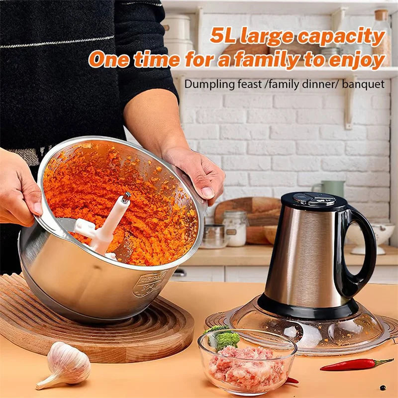 5L Electric Meat Grinder Food Grinder 6S Stainless Steel Multifunctional Vegetable Chopper Chopper Kitchen Utensils