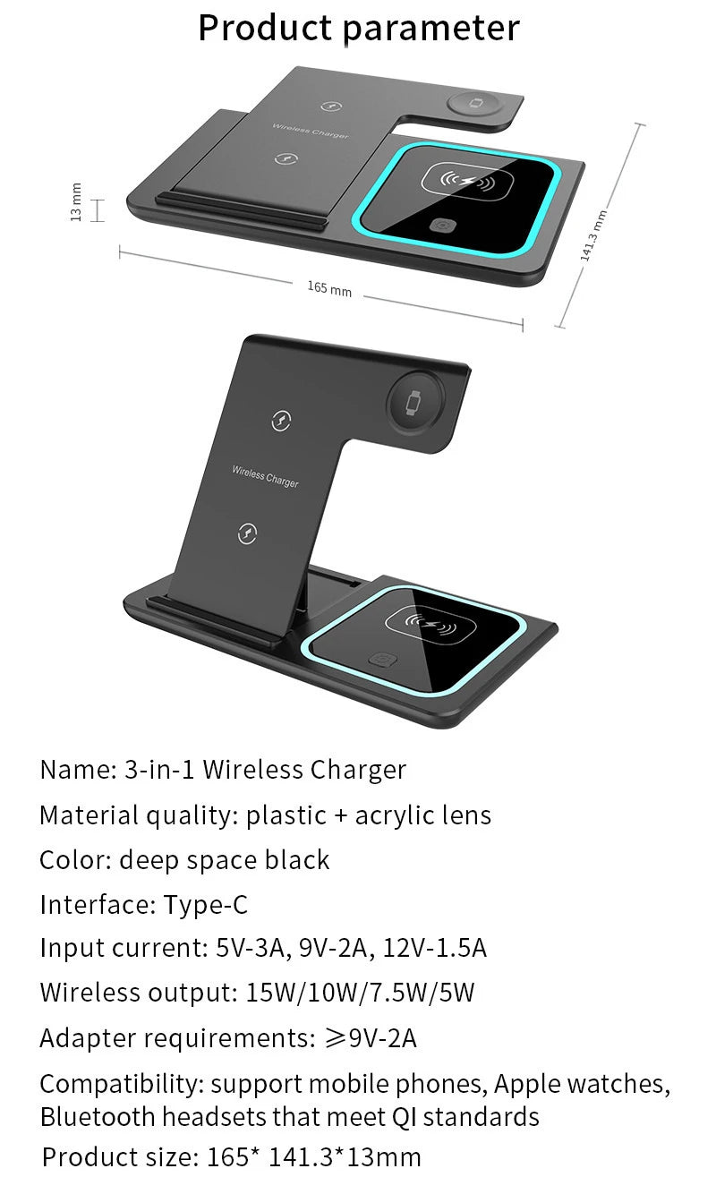 Best Selling Gadgets Electronic Chargers & Adapters Type C 3 in 1 Portable Wireless Charger for apple Watch iphone airpods