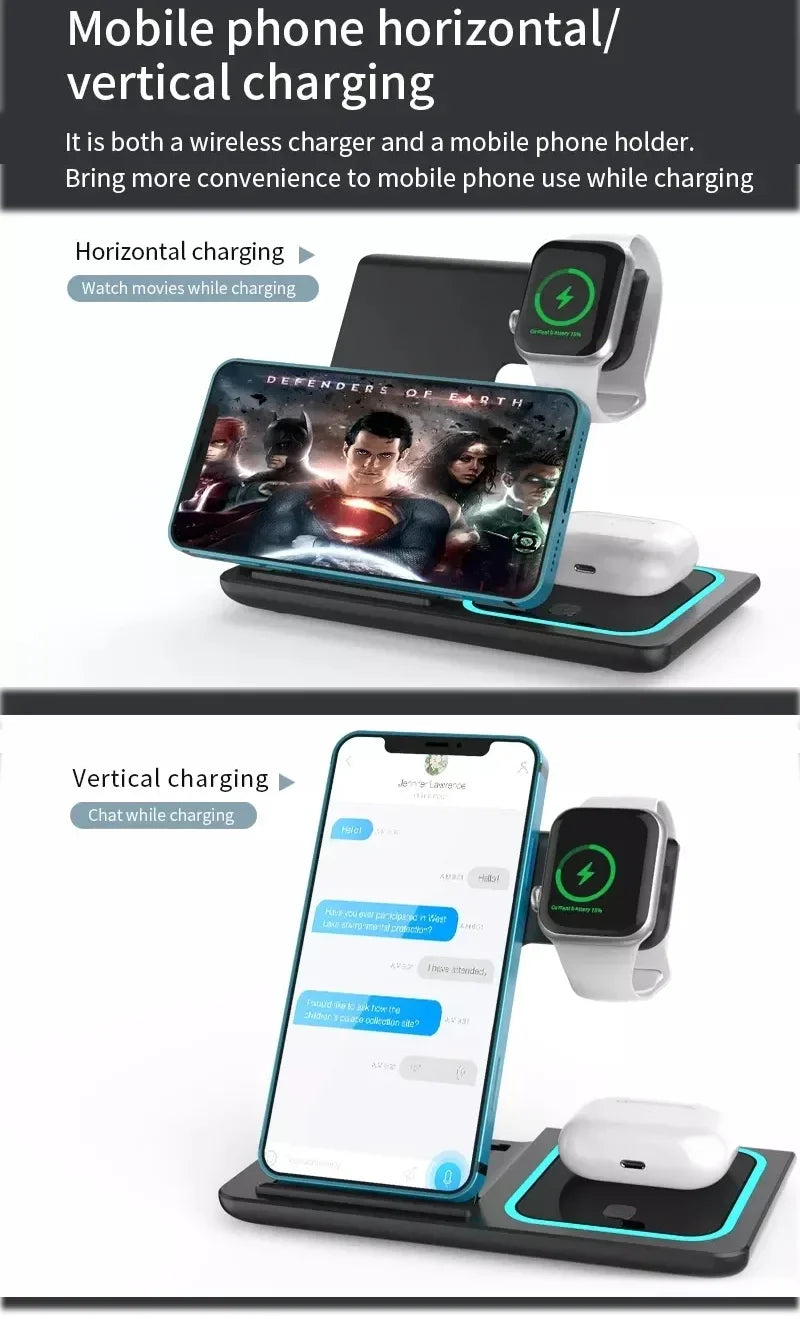 Best Selling Gadgets Electronic Chargers & Adapters Type C 3 in 1 Portable Wireless Charger for apple Watch iphone airpods