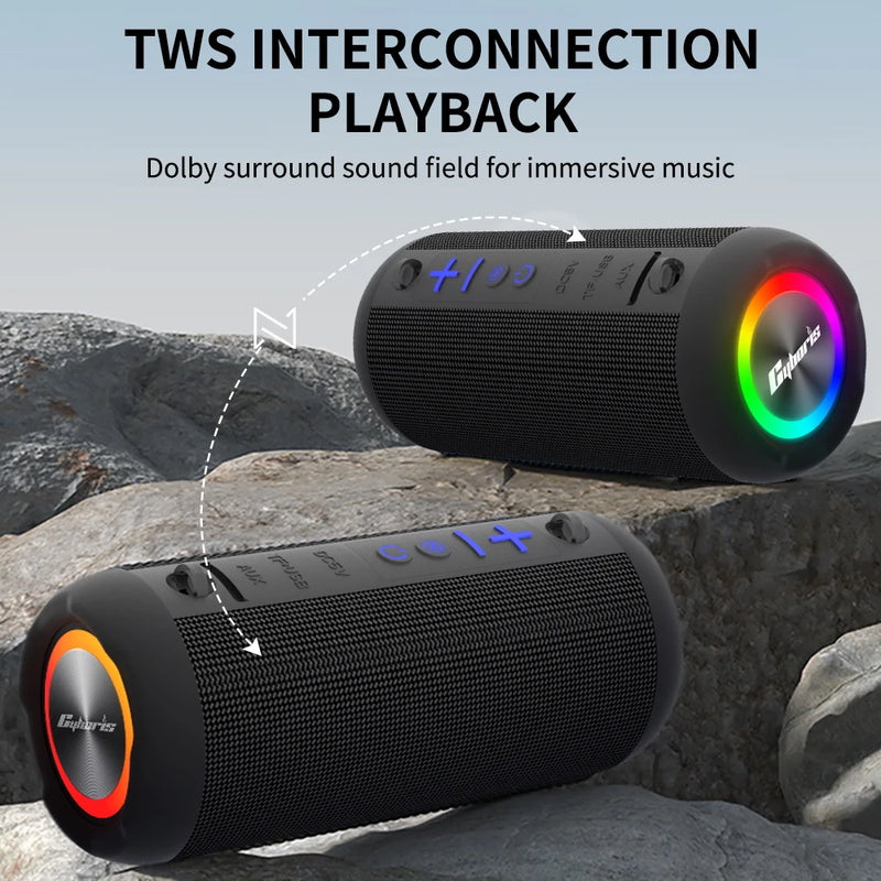 Cyboris S9 Wireless Speaker Powerful 3D Stereo Bass IPX6 Waterproof Portable Boombox with TWS for Outdoor Indoo