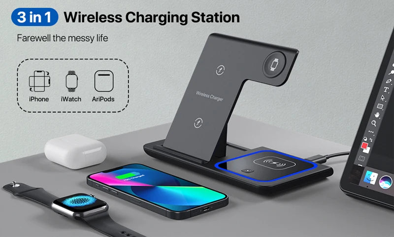 Best Selling Gadgets Electronic Chargers & Adapters Type C 3 in 1 Portable Wireless Charger for apple Watch iphone airpods
