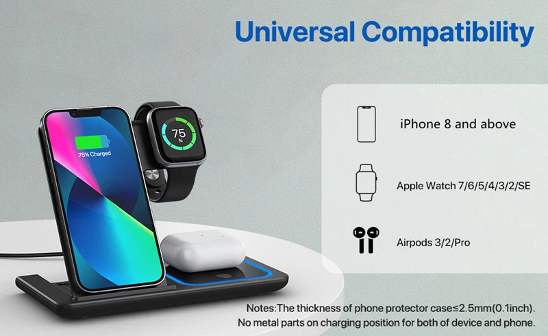 Best Selling Gadgets Electronic Chargers & Adapters Type C 3 in 1 Portable Wireless Charger for apple Watch iphone airpods