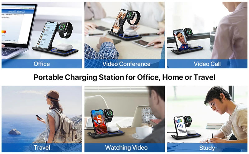 Best Selling Gadgets Electronic Chargers & Adapters Type C 3 in 1 Portable Wireless Charger for apple Watch iphone airpods