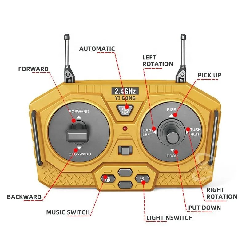 RC Construction Truck Toy – Remote Control Excavator & Bulldozer