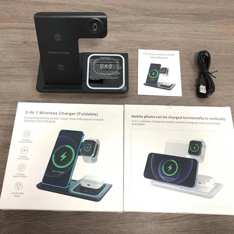 Best Selling Gadgets Electronic Chargers & Adapters Type C 3 in 1 Portable Wireless Charger for apple Watch iphone airpods