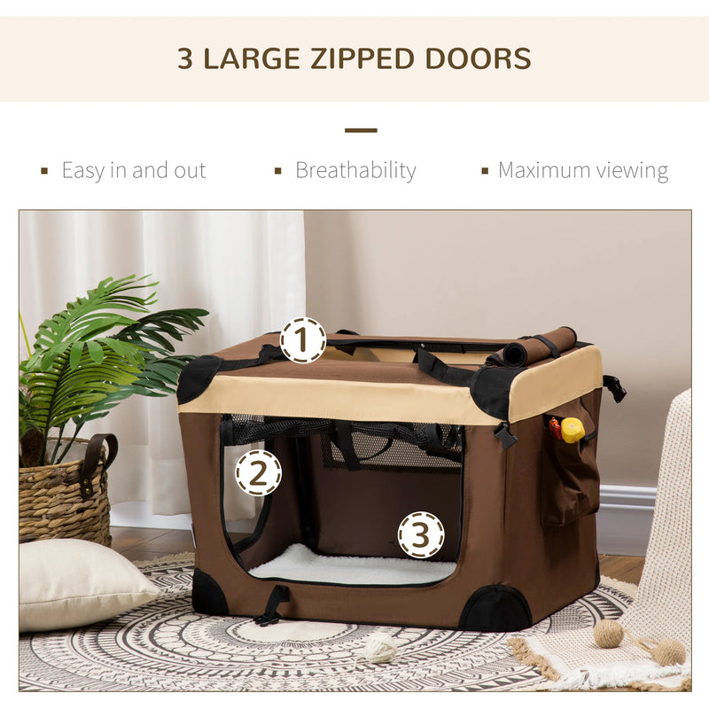 PawHut Foldable Pet Carrier Bag Soft Travel Dog Crate for Dogs