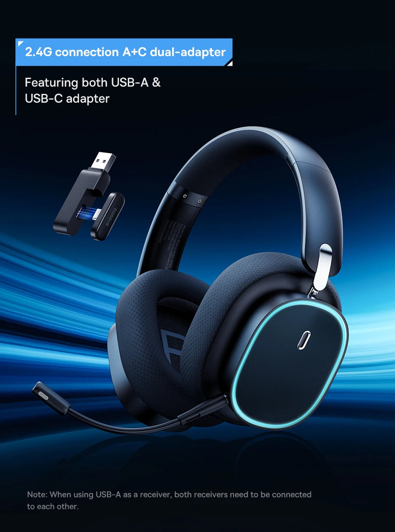 Baseus GH02 Wireless Gaming Headphones - RGB & Bluetooth 5.3
