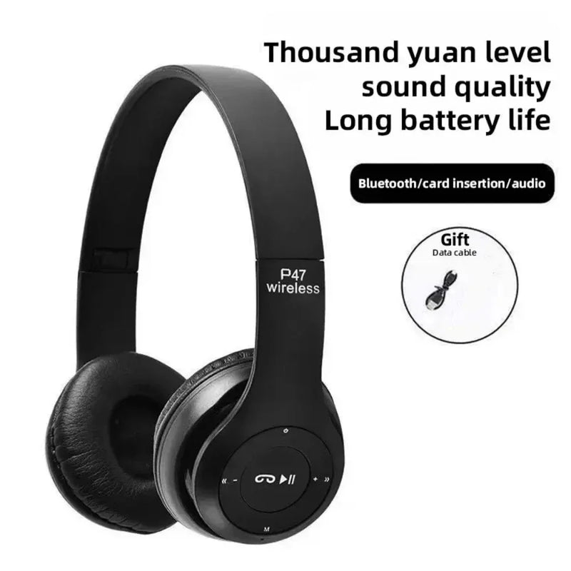 Foldable P47 Wireless Bluetooth 50 Headphones HIFI Stereo Bass Earphones for Music Gaming Kids Girls Smartphone Audio Device