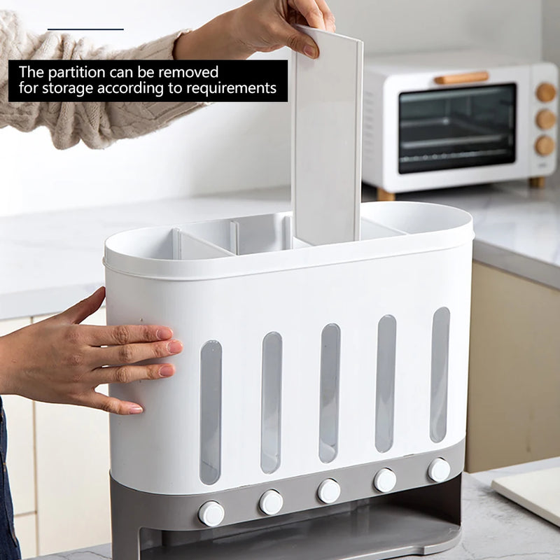 Rice Cereal Dispenser Wall Mounted 5 Grid Grain Dry Food Storage Container 9kg Kitchen Storage Dispenser