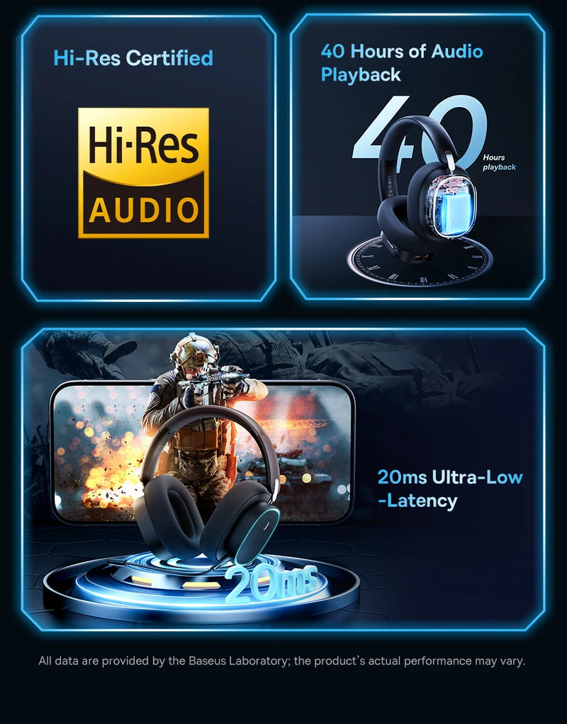 Baseus GH02 Wireless Gaming Headphones - RGB & Bluetooth 5.3