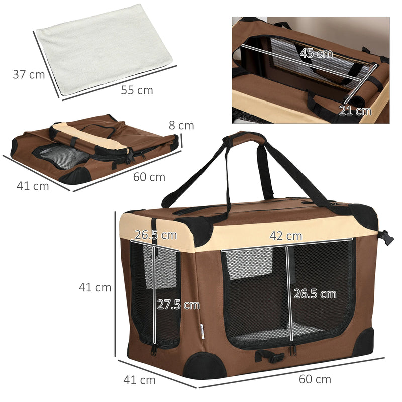 PawHut Foldable Pet Carrier Bag Soft Travel Dog Crate for Dogs