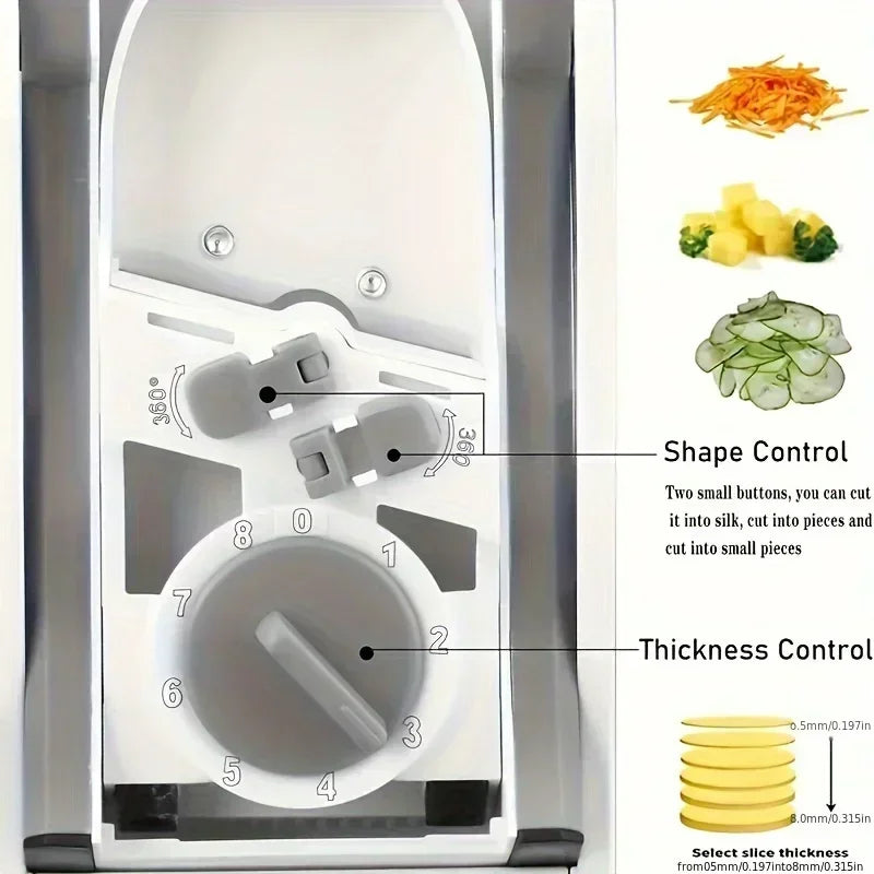 Adjustable Slicer, Vegetable Dicing, Stainless Steel Blade Kitchen Gadget, Manual Operation
